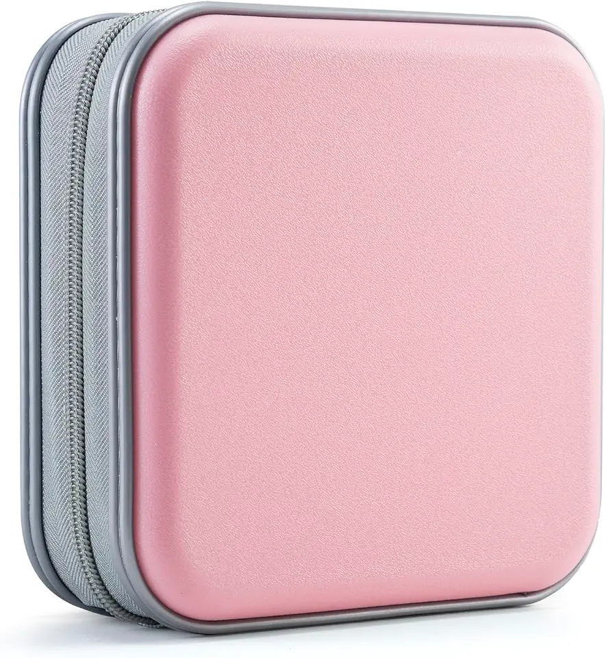 UENTIP Estojo para Cds para Carro, Estojo para 48 Dvds, Estojo Portátil com Zíper, Carteira Organizadora de Cds para Casa e Viagens (Rosa Claro, 48)