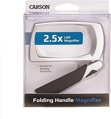 Miniatura 6 de Carson Lupa rectangular con luz LED 2.5X con mango plegable plegable (MJ-30)