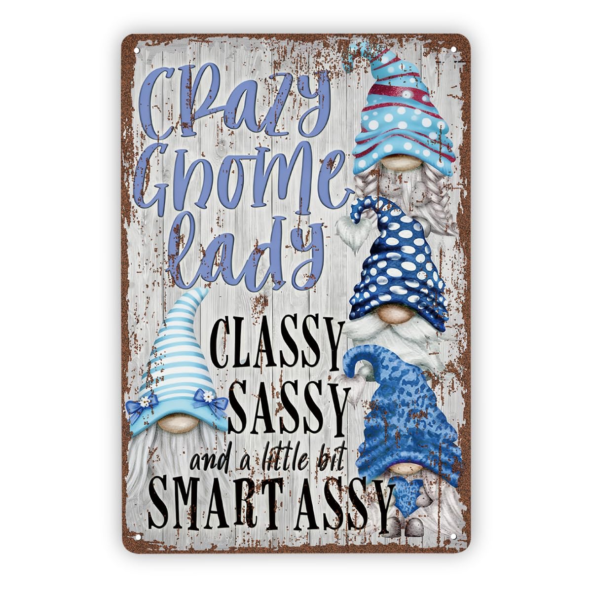 Crazy Gnome Lady Garden Gnome Tin Sign, Gift For Her
