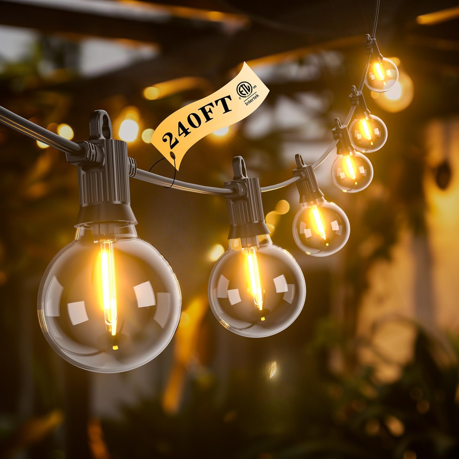 Kawaya 240FT Outdoor Lights String LED Patio Lights Waterproof Dimmable ...