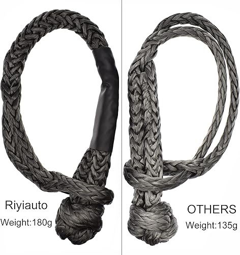 Miniatura 6 de Riyitauto Paquete de 2 cuerdas sintéticas de grillete suave, juego de dos cuerdas sintéticas de 12 pulgadas x 22 pulgadas (38,000 libras de