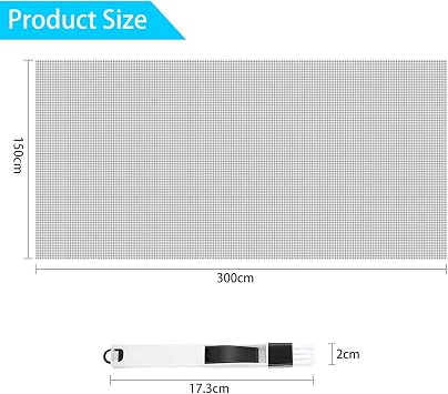 Fillis Fly Screens Windows, 150x300cm Window Screen Mesh Fiberglass Insect Mesh Fly Mosquito Net with Cleaning Brush Replacement Screen to Keep Bugs Out, Grey