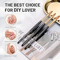 Vista 6 de Aokitec Cepillo de uñas 100% acrílico Kolinsky para polvo acrílico, tamaño 08 cepillo de uñas para aplicación acrílica, pincel ovalado para arte