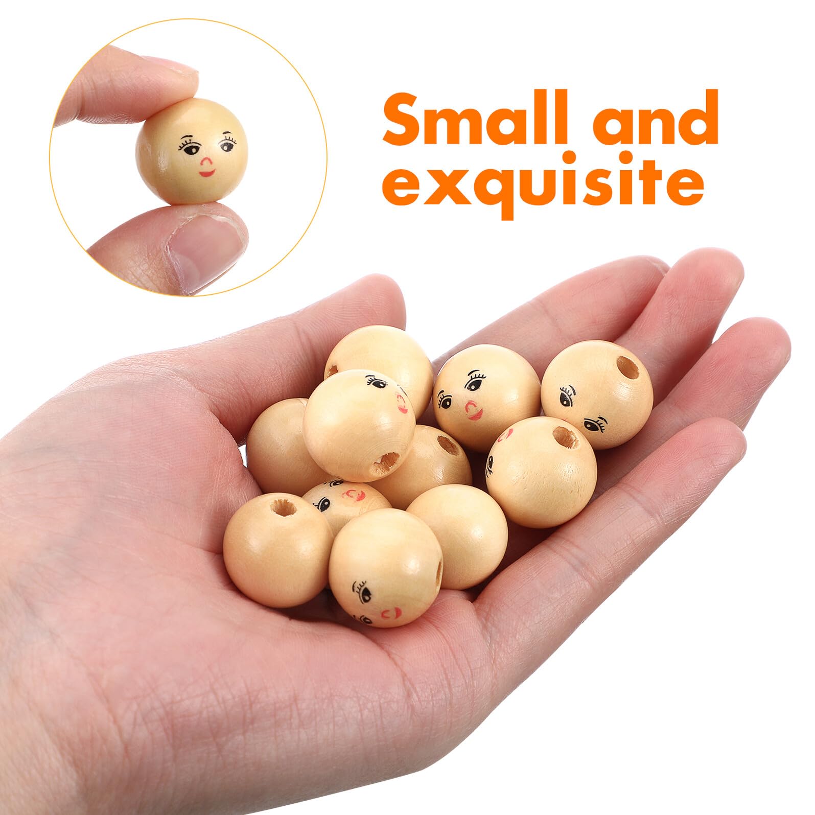 SHERCHPRY Cuentas con Cara Sonriente 50 Color Caqui Redondas de Madera Decorativas y Pintables para Manualidades Ideales para Hacer Pulseras y Artesanías