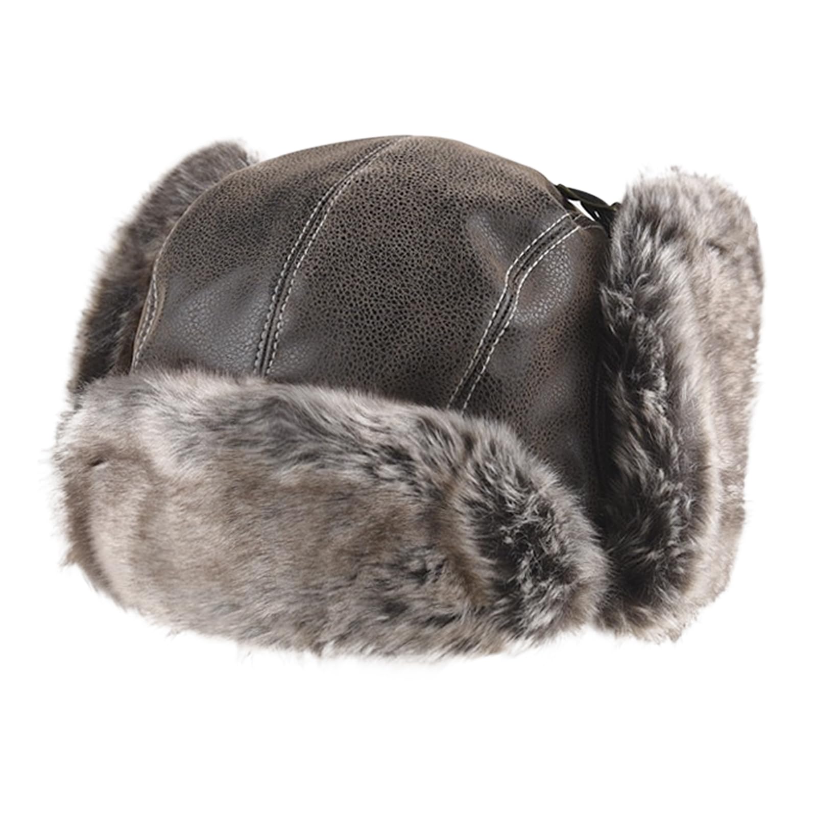 OhMill Chapka d'hiver en Cuir pour Homme Femme Chapeau Chaud Chapeau de Trappeur Bonnet Aviateur d'hiver Épaise avec Oreillettes en Peluche Anti-Vent pour Ski Extérieur