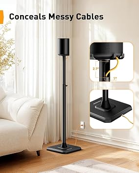 Perlegear Speaker Stands Compatible with Sonos Era 100, One, One SL, Play:1, 32-43 Height Adjustable Floor Speaker Stand, Surround Sound Speaker Stand with Cable Management up to 13.2 lbs, PGSS13