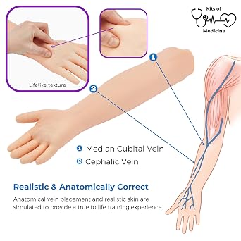 Phlebotomy Kit | IV, Venepuncture, Phlebotomy Arm Practice Kit | Perfect Phlebotomy Gifts For Medical Student and Nurse Student | Complete Phlebotomy Equipment and Supplies | (EDUCATIONAL USE ONLY)