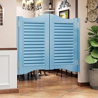 Swinging Doors Louvered Café Interior Swing Wood Door Automatic Shutdown Cafe Doors,Kitchen Fence Half Waist Door Entrance Partitions Interior Decoration(G,W110xH80cm)