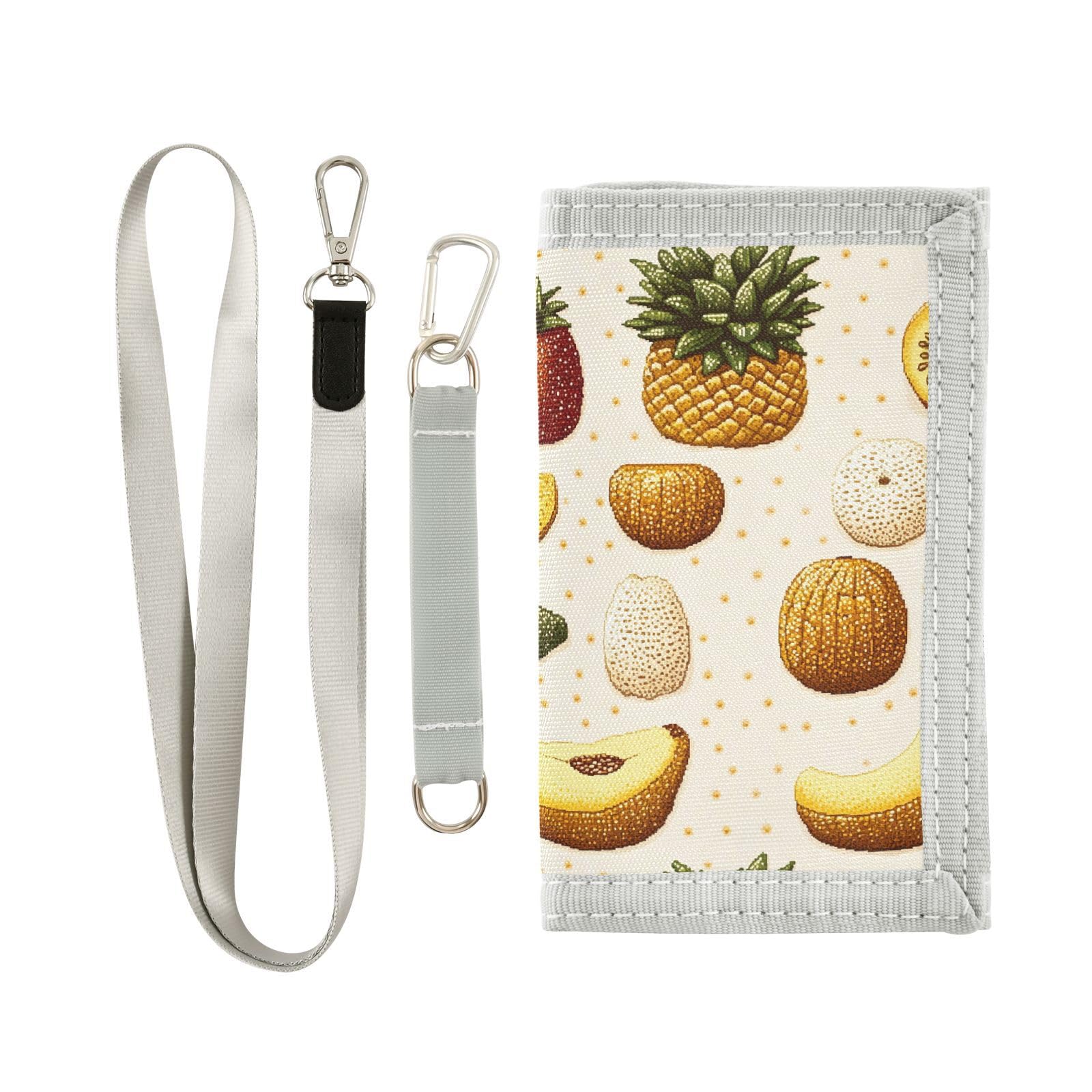 FOLIOSA Kids Wallet for Boys Girls Cartoon Fruits Print Youth Wallet with Zipper Pocket Card Holders, Novelty Wallet 4.9×2.9 in