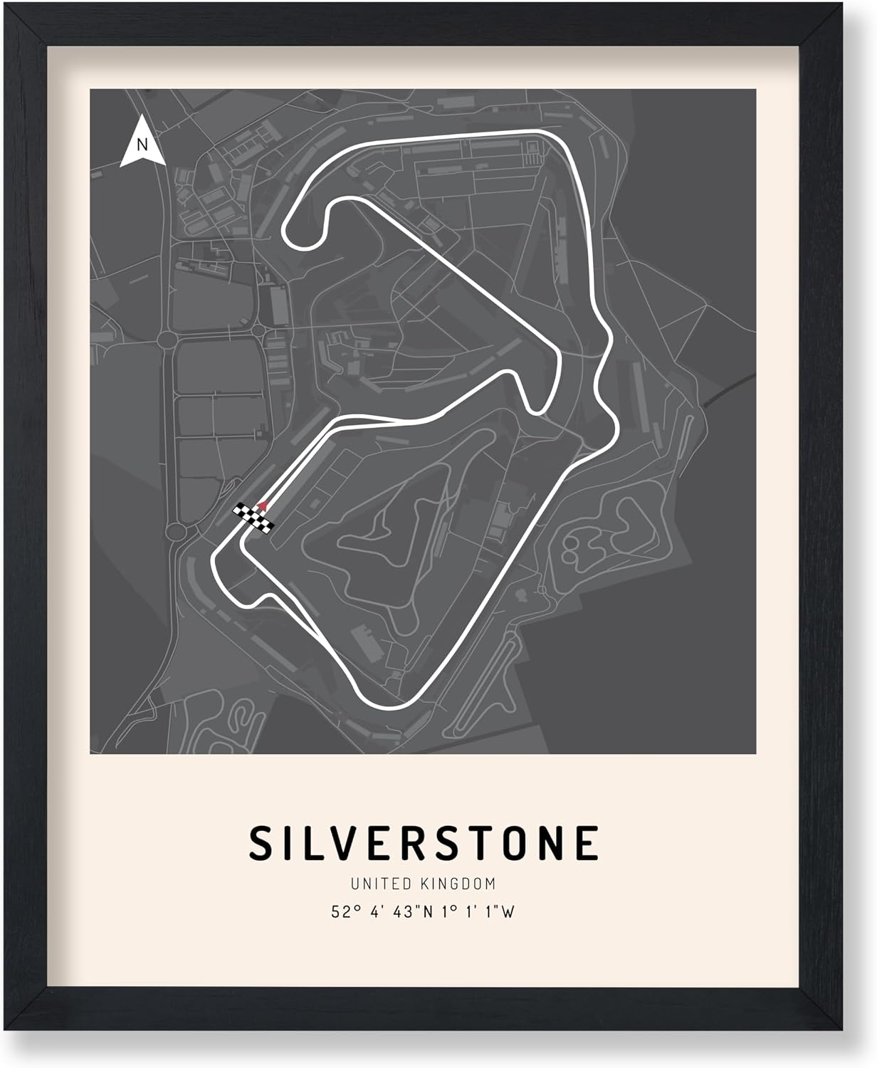 Poster Master Silverstone Poster - Race Track Print - United Kingdom Art - Silverstone Race Track Art - Car Racing Illustration - Sports Picture - Race Circuit Design - Great Garage Wall Decor - 8x10 UNFRAMED Wall Décor