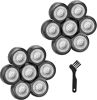 Wanocean 2pc 7D Men's Electric Shaver Replacement Heads, Razor Head Shavers for Bald and Face, Shaving Beard Cutter for Men with Brush Accessories