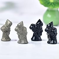 Vista 4 de Estatua de bruja de calcopirita natural de 1.58 pulgadas grabada para meditación de Reiki, piedra de cristal curativo, decoración de Halloween