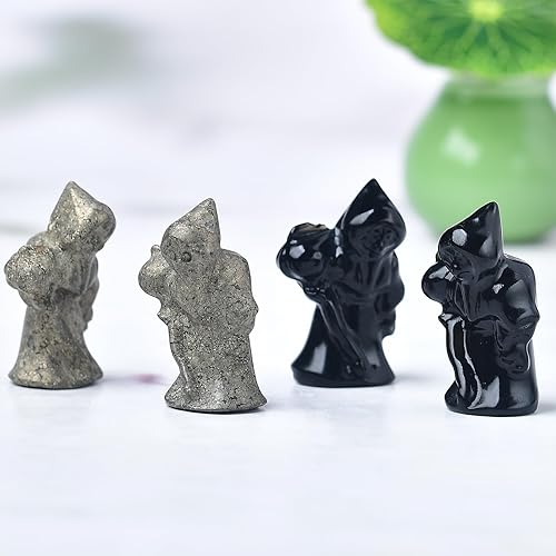 Miniatura 4 de Estatua de bruja de calcopirita natural de 1.58 pulgadas grabada para meditación de Reiki, piedra de cristal curativo, decoración de Halloween,