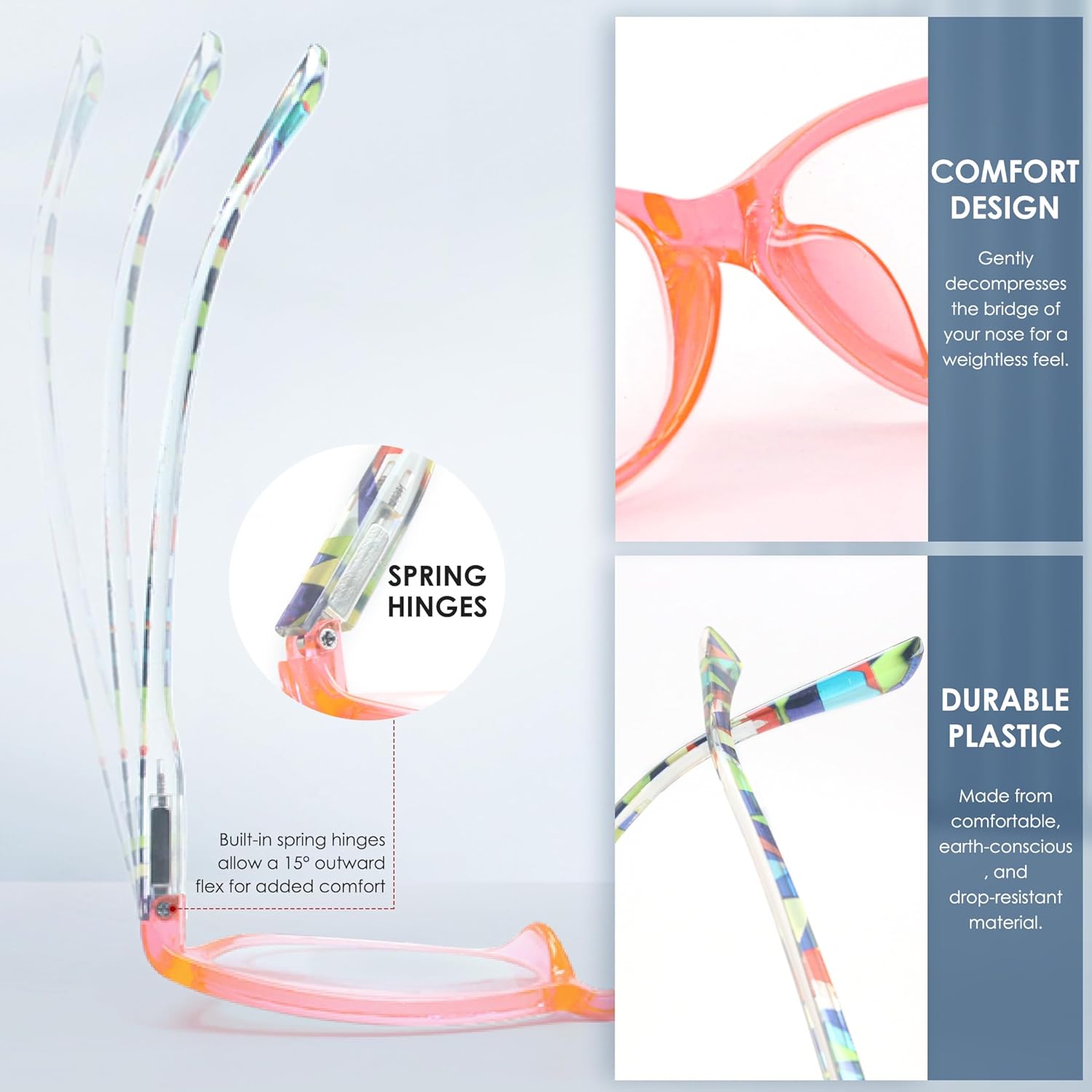 HEEYYOK 1.75 Reading Glasses Women For Small Face Readers for womens Colorful Ladies Cheaters Glasses Lightweight Comfortable Frame spring hinge 5 Pack - Image 4