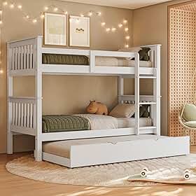 Treliche Solteiro De Madeira Maciça Com Cama Aux Woodstore (Branco)