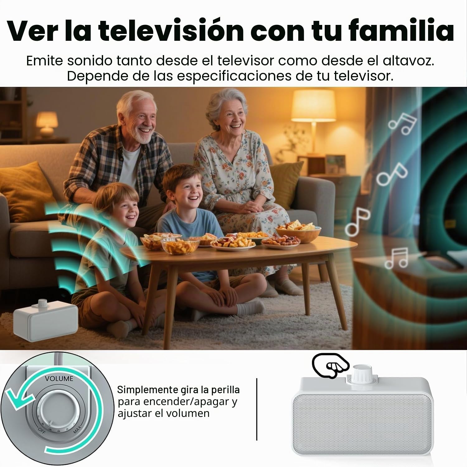 ANSTEN Altavoces para TV, Plug and Play, Altavoces TV con Cable de 5m, Sin Retraso de Audición, Altavoz de TV para Personas Mayores y con Discapacidad Auditiva | Altavoces para TV para personas mayores y con discapacidad auditiva, sin retraso de audio
