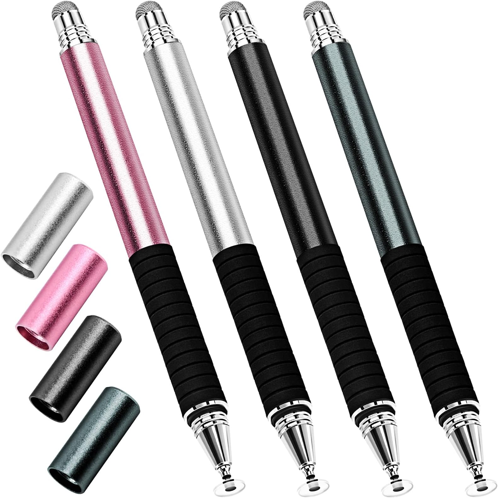 Capacitive Stylus Pen (4 Pack), Universal Stylist Pens 2 in 1 Precision Series Fine Point Disc Touch Screen for iPhone/iPad/Android/Tablet and All Screens