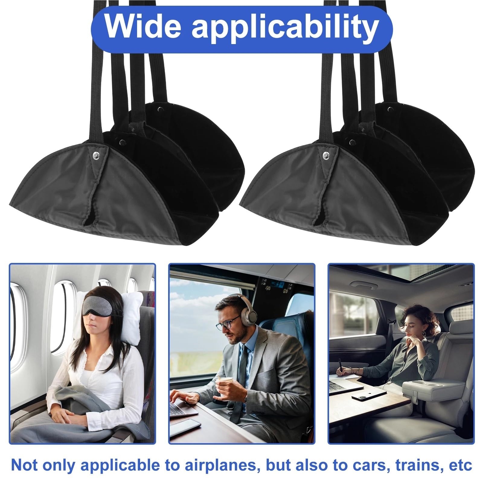 Poggiapiedi Per Aereo Amaca poggiapiedi regolabile da 2 pezzi Borsa viaggio sospesa portatile for poggiagambe for voli lunghi in autobus(Blue 2pcs)