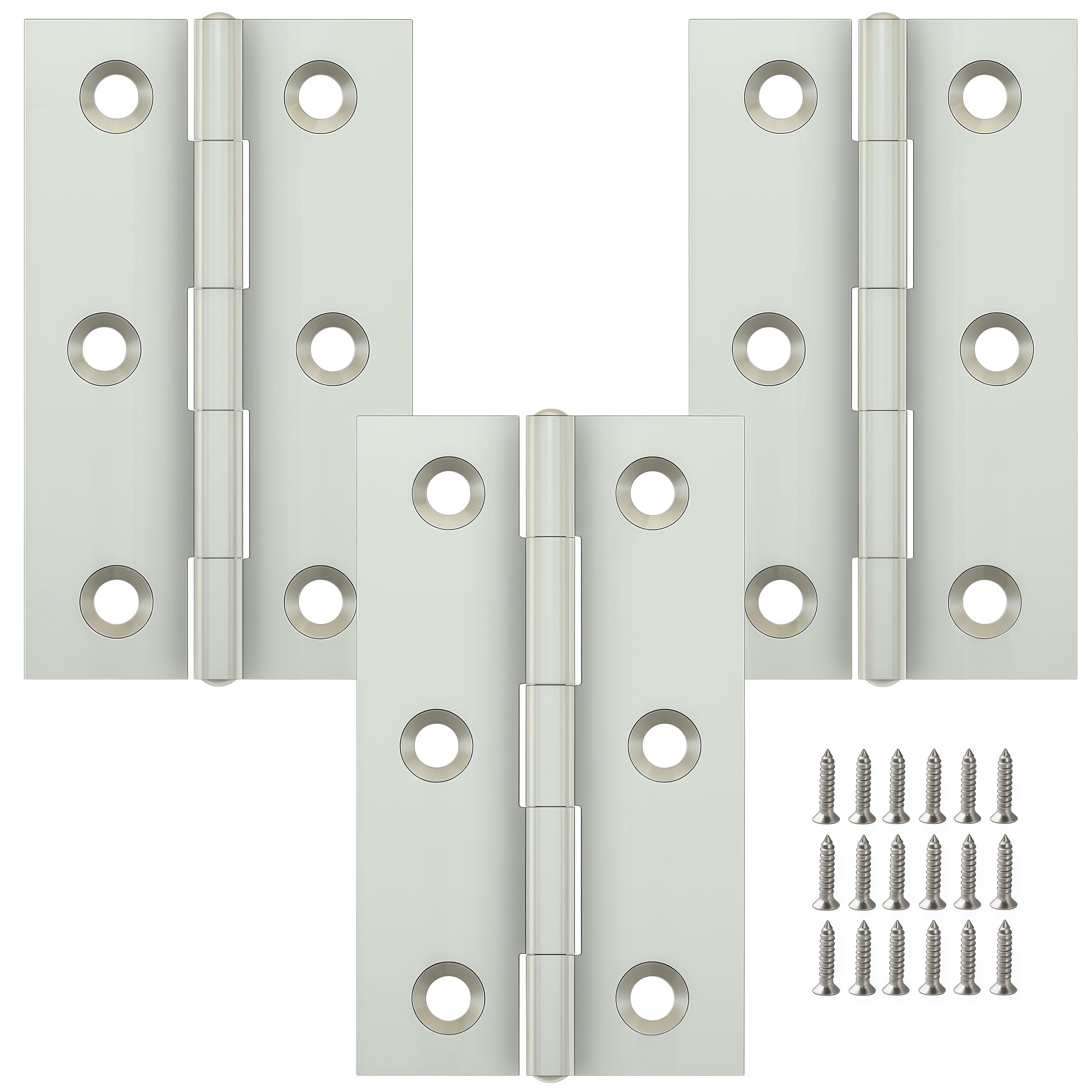 Vbnexyr Regular Folding Hinge 3 Pack Stainless Steel Folding Hinges For Cabinets Casement Hinges And Door/Window Hardware With Screws 68 * 39 * 1.0Mm