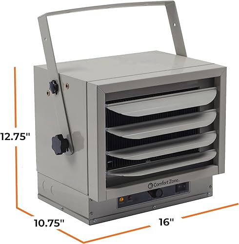 Miniatura 9 de Comfort Zone Calentador eléctrico de espacio de montaje en techo cableado para garaje, forzado por ventilador, 5,000 vatios, 240 voltios, protección