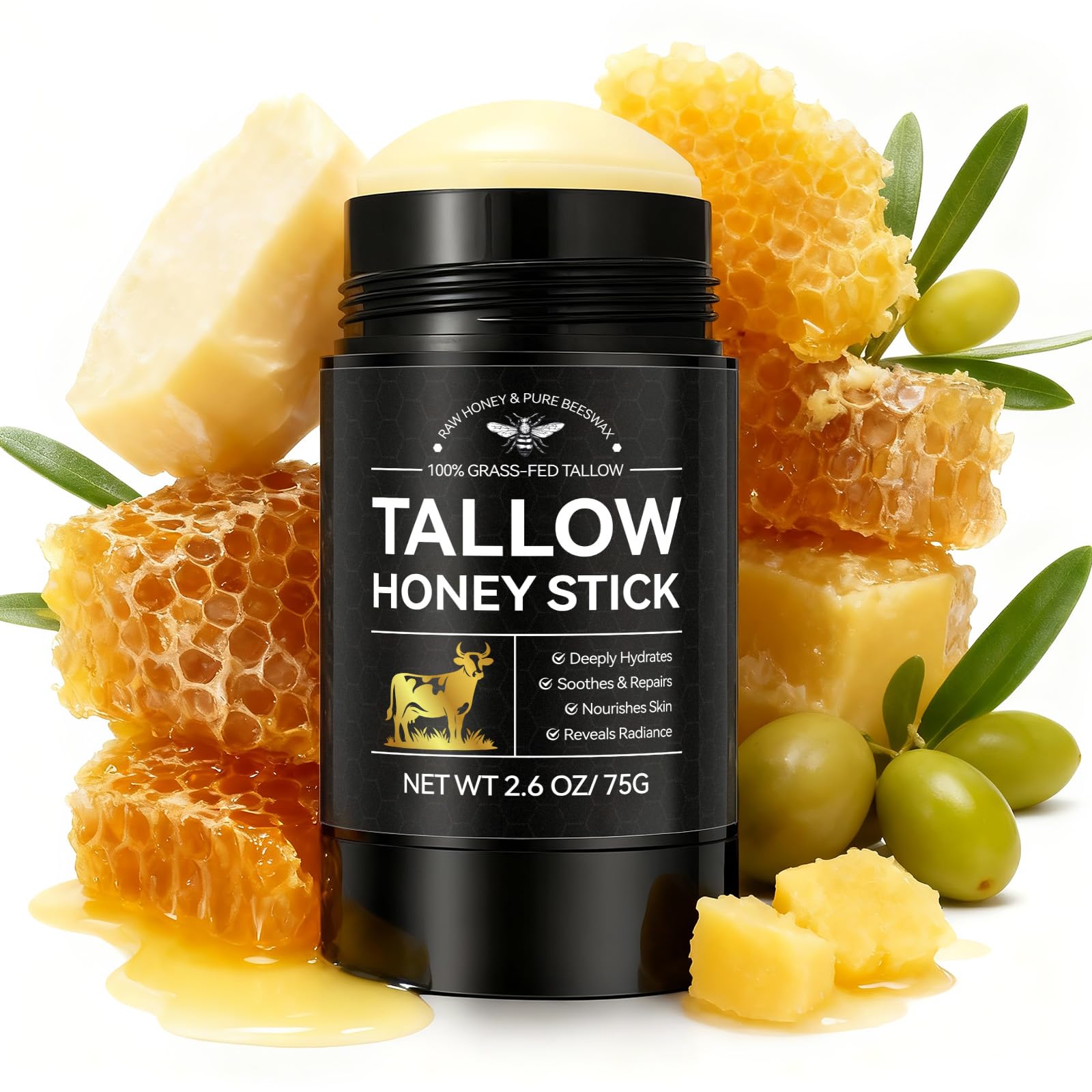Beef Tallow Creme (Rindertalg Creme) mit Honig für Gesicht & Körper. Strafft, hydratisiert tiefgehend und regeneriert die Hautelastizität. 75 g