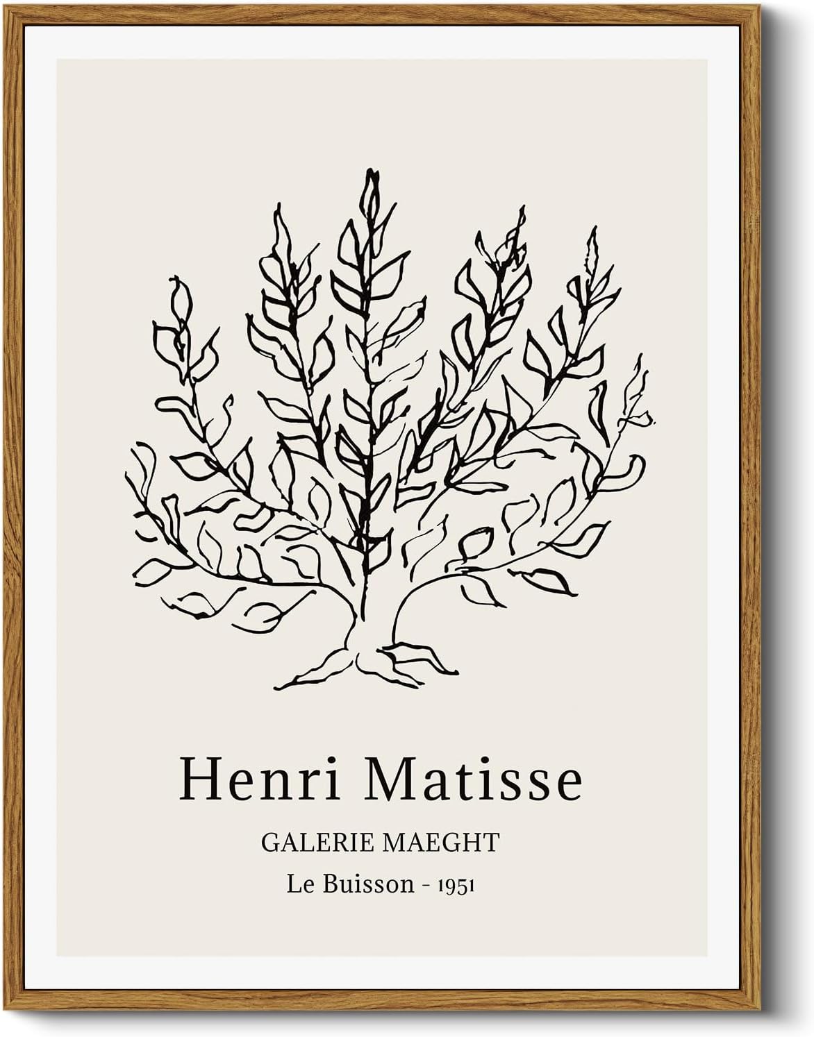 RINTO Henri Mattis Art Panel Poster Stylish Painting Interior Wall Art with Frame Shrubs Line Drawings Black and White Nordic Picture Wall Hanging Room Decoration Entryway Complete Frame 11.8 x 15.7