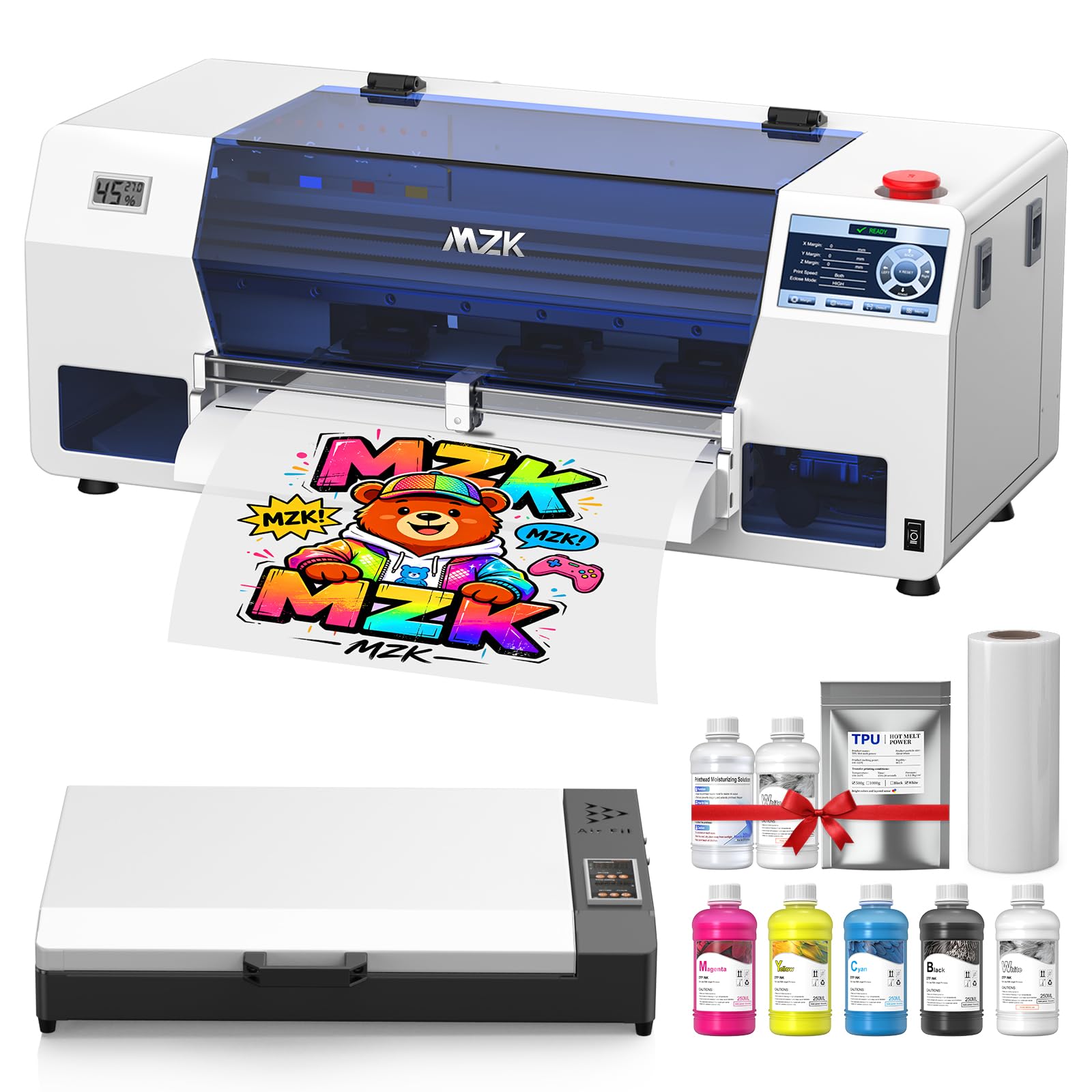 MZK 14'' A3 DTF Printer Bundle With F1080 Printhead,2X-Speed VS L1800/R1390,Auto-Cleaning Durable Mode+Ink Anti-Clog Filter system,5'' Multi-Function Touch Screen,Dual Ink Level Alert,Gift Ink 2 Years