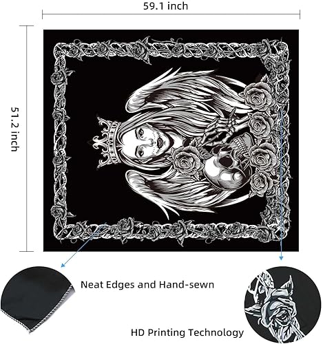 Miniatura 5 de ROCK CLOUD The Queen Lovers - Tapiz de calavera romántica en blanco y negro, tapiz de esqueleto para colgar en la pared, decoración de paisaje para