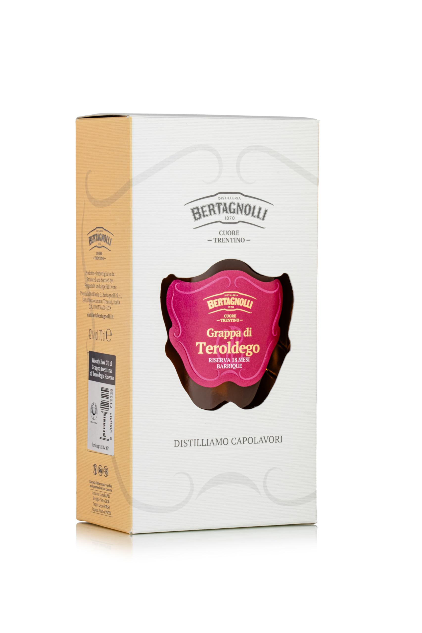 Brennerei Bertagnolli - Grappa Di Teroldego Trentino Barrique - Flasche 0,70 Liter - 42% Vol.