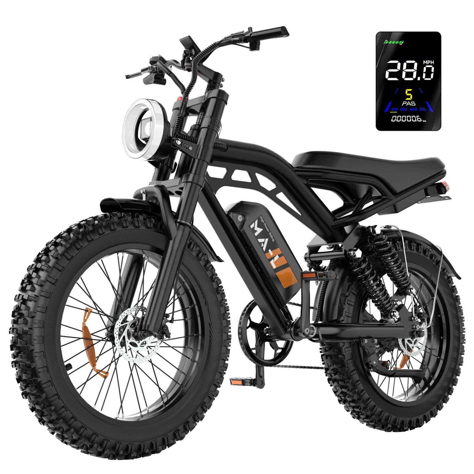 HiKeep Electric Bike for Adults - 20 x 4 Inch Fat Tire Ebike, 750W/Peak 1500W Dual Motor Ebike, 48V15.6AH Detachable Battery, 4 Riding Modes Electric