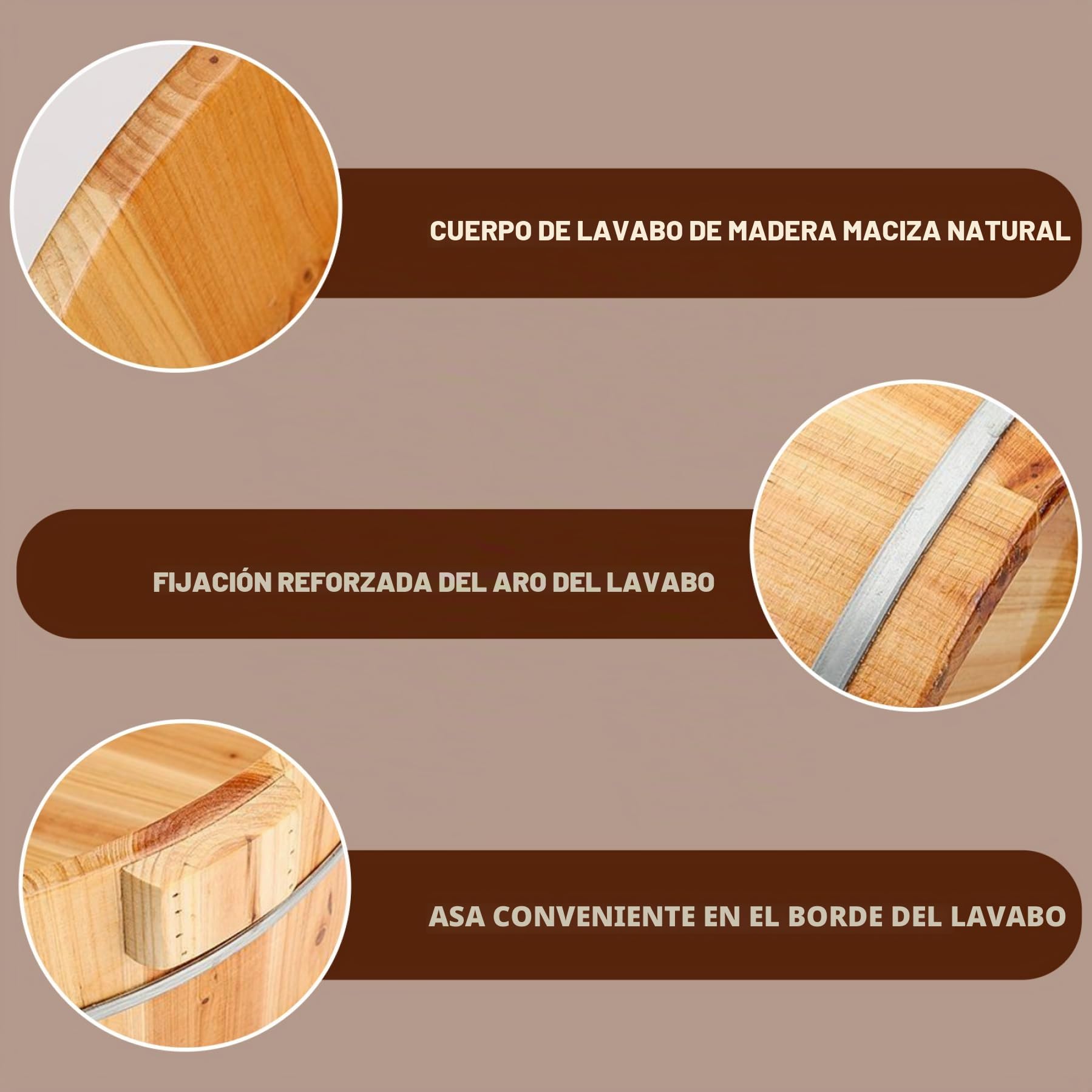 Cubo de spa de pie, cuenca de baño de madera de 14.2x6.3 pulgadas de madera, bañera de remojo, bañera de pedicura, cuenca para los pies para los pies, masaje, sauna o spa