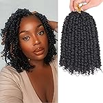 Leeven Pre Twisted Passion Twist Hair 8 Packs 8 Inch Natural Black Pre Looped Crochet Braids Hair Short Bomb Bohemian Braids Synthetic Braiding Hair Extensions for Women 1B
