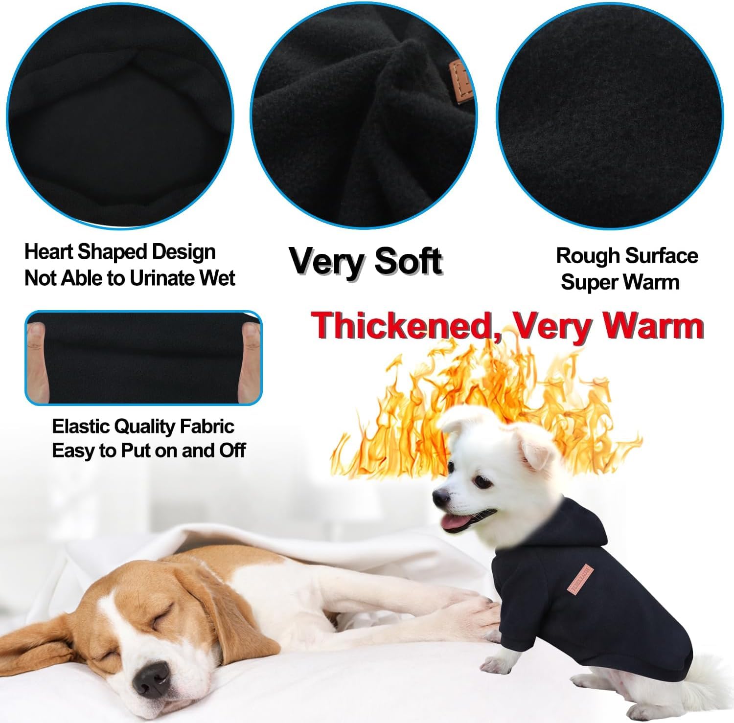 HuaLiSiJi Dog Hoodie Dog Sweatshirt Elasticity Fabric is Quite Comfortable, Soft and Warm for the Animal and Easy to Wear (Black, XS) - Image 3