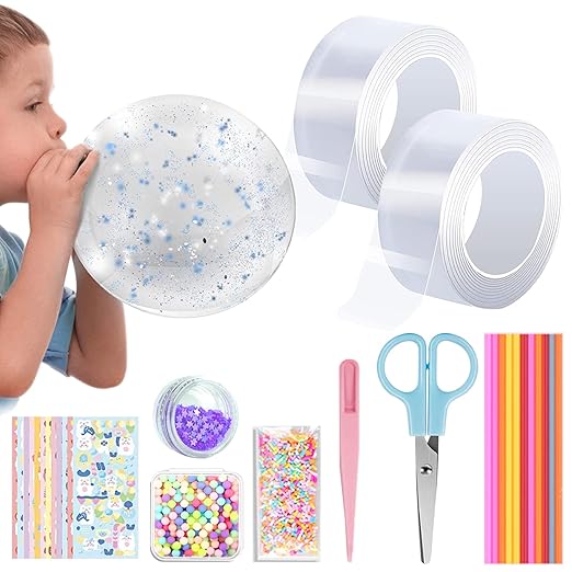 TUIBEIDAMAI Nano Tape Bubbles Set für Kinder,2 Rollen ,Nano Tape Ball