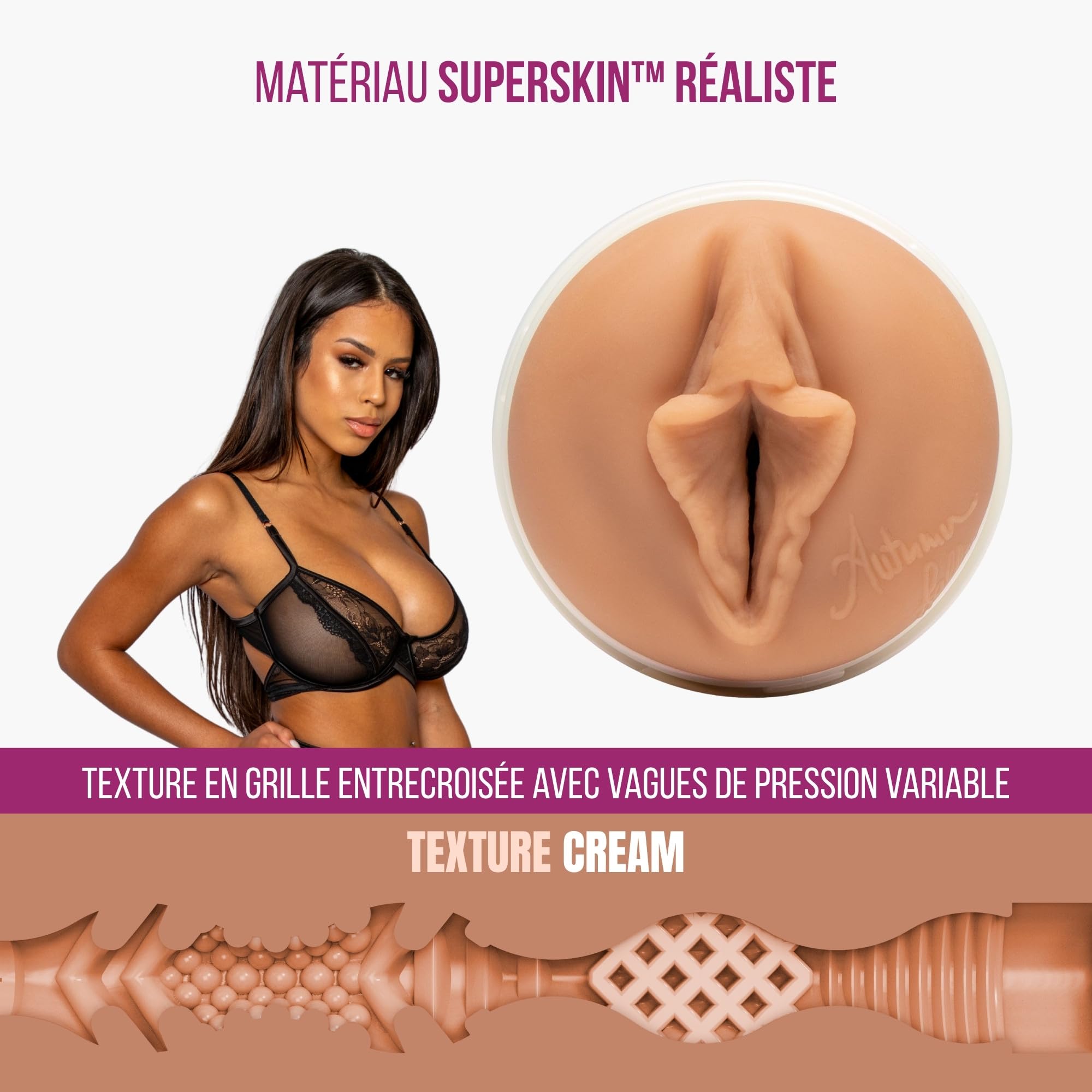 Fleshlight - Autumn Falls Cream - discret et stable en matériau SuperSkin réaliste