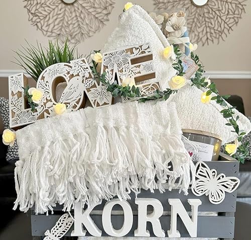 Miniatura 3 de Guirnalda de hadas de flores de vid, 9.8 pies, 20 LED, guirnalda de hojas pequeñas con tira de luces de flores blancas, funciona con pilas, para