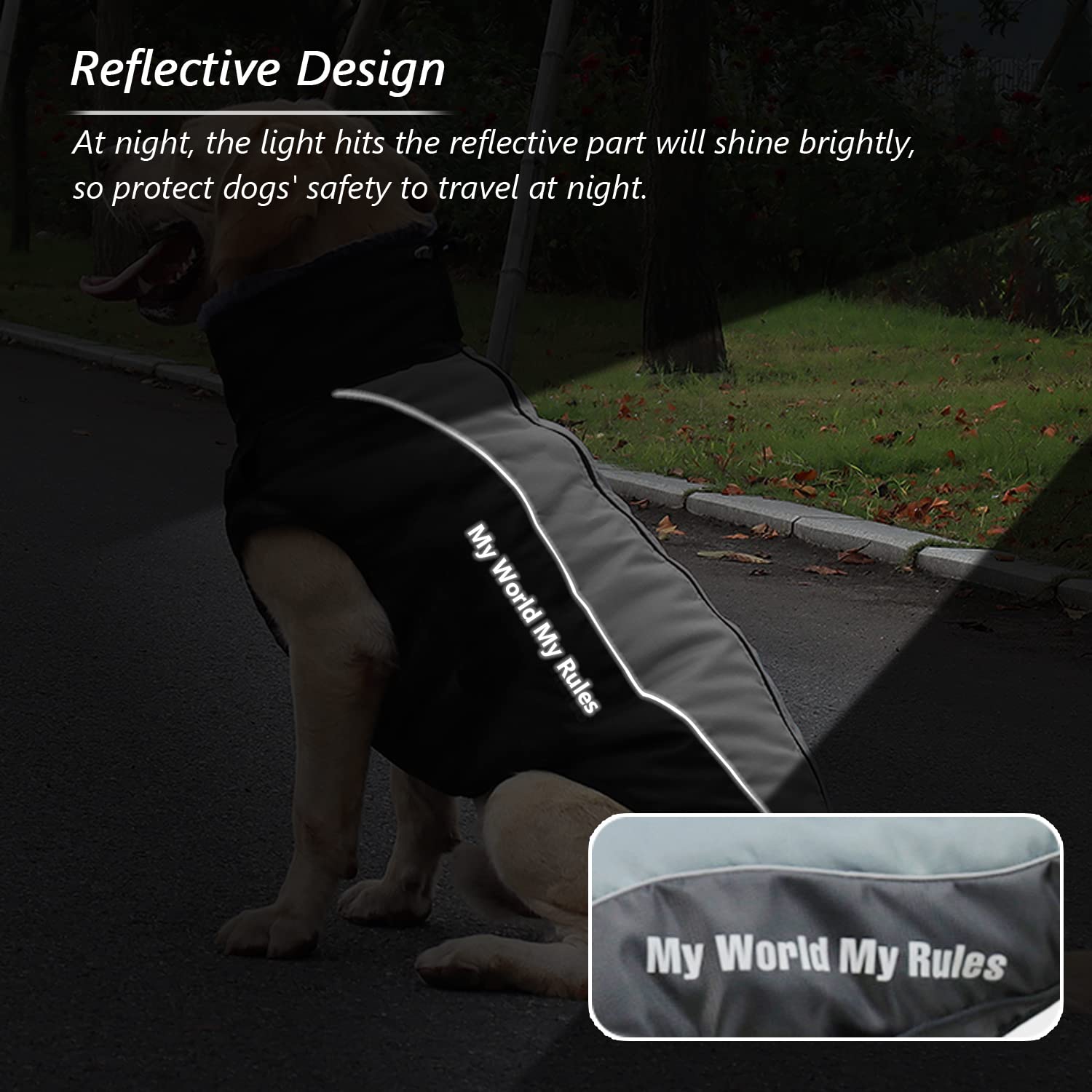 Hondenjas met reflecterend harnas voor koud weer, waterdicht fleece, afneembaar harnas met bontkraag voor middelgrote en grote honden, houdt warm en gemakkelijk te lopen