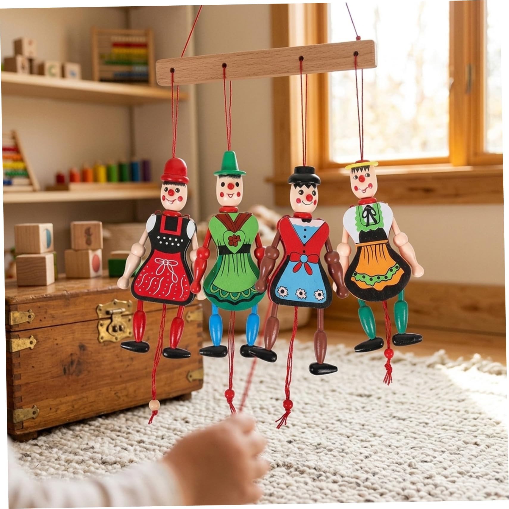 Marionette Puppets Marionette String Puppet Marioneta de Hilo de Madera Colorida para niños con extremidades móviles Muñecas de Madera Hechas a Mano.