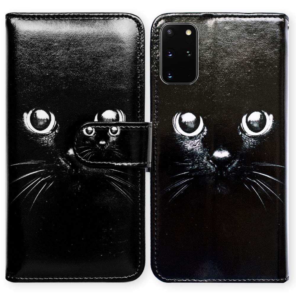 Bcov Case for Samsung S20 Plus,Galaxy S20 Plus Case, Black Cat Style Leather Flip Phone Case Wallet Cover with Card Slot Holder Kickstand for Samsung