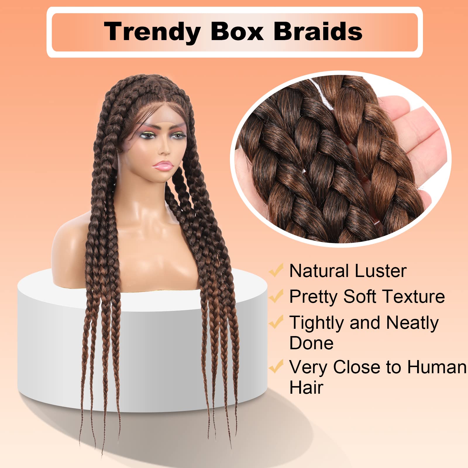 ?Kristin 24” #1B/30 Braided LaceFront WIG *NWT* Outre Glueless HD Pre-Braided Lace Frontal Wig 13X4 Stitch  main image 3