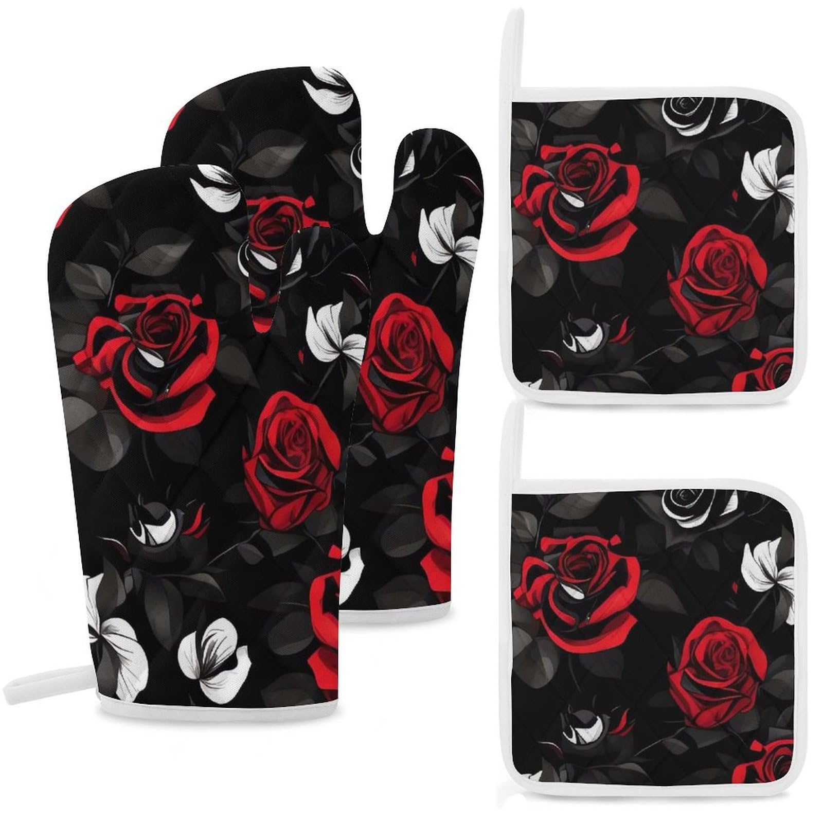 Gants de cuisine résistants à la chaleur protection thermique four motif rose