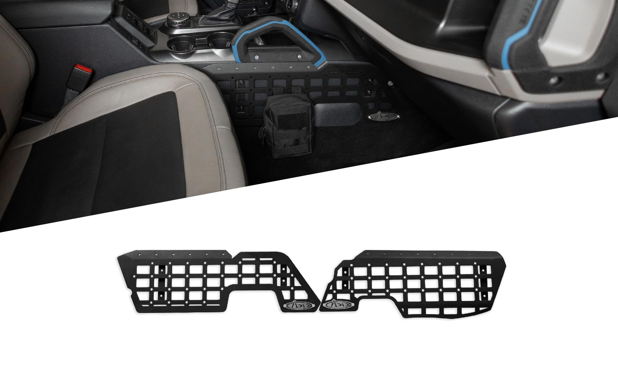 Addictive Desert Designs Center Console Molle Panels for The 2021-2024 Ford Bronco & 2022-2024 Ford Bronco Raptor | RAM Mount Compatible | PEM Nuts for 10-24 Accessory Bolts | Made in America |