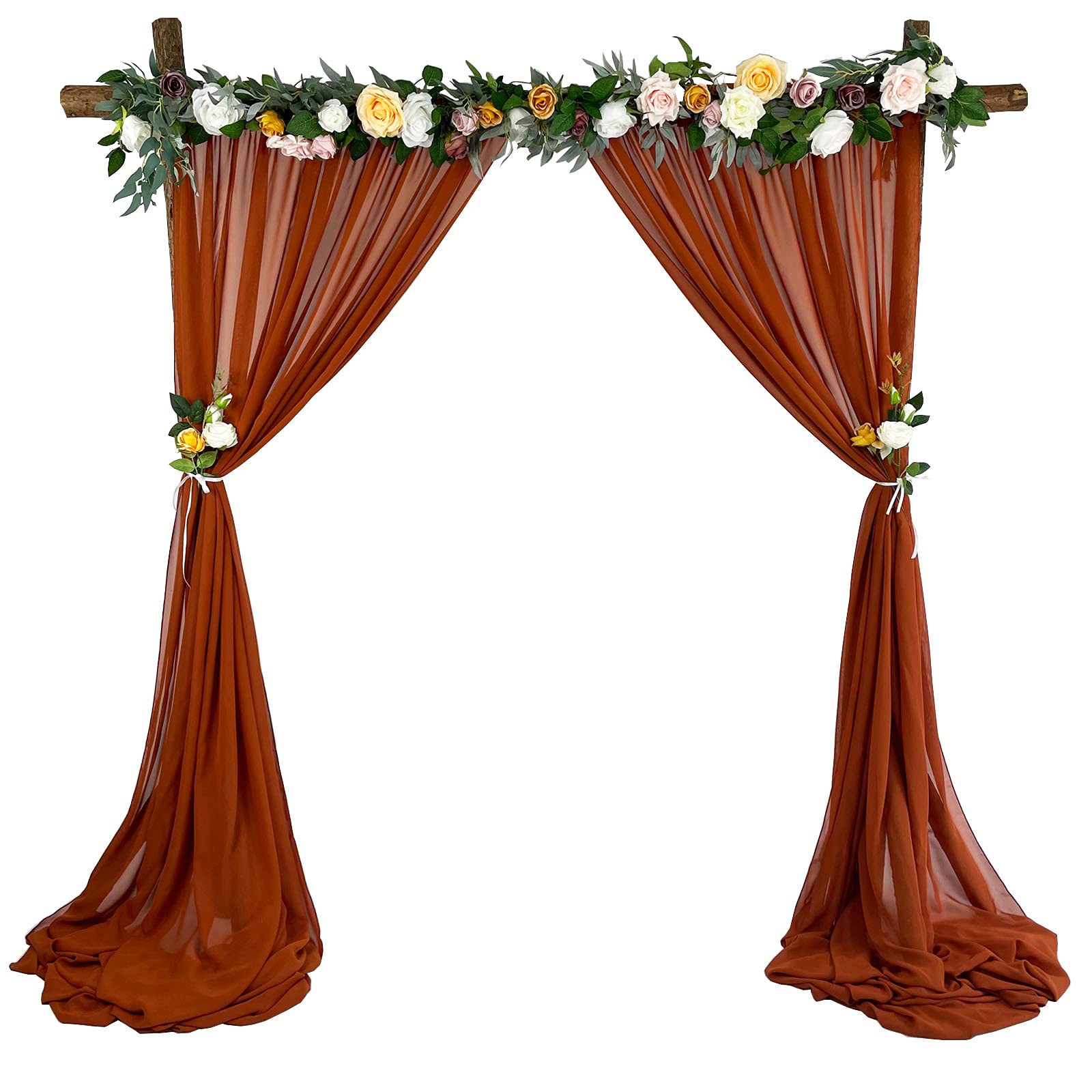 Sheer Chiffon Backdrop Curtains 10ft x 10ft(5ft x 2Panels)， Chiffon Fabric Drapes for Wedding, Long Sheer Curtain for Living Room, Arch Party Stage