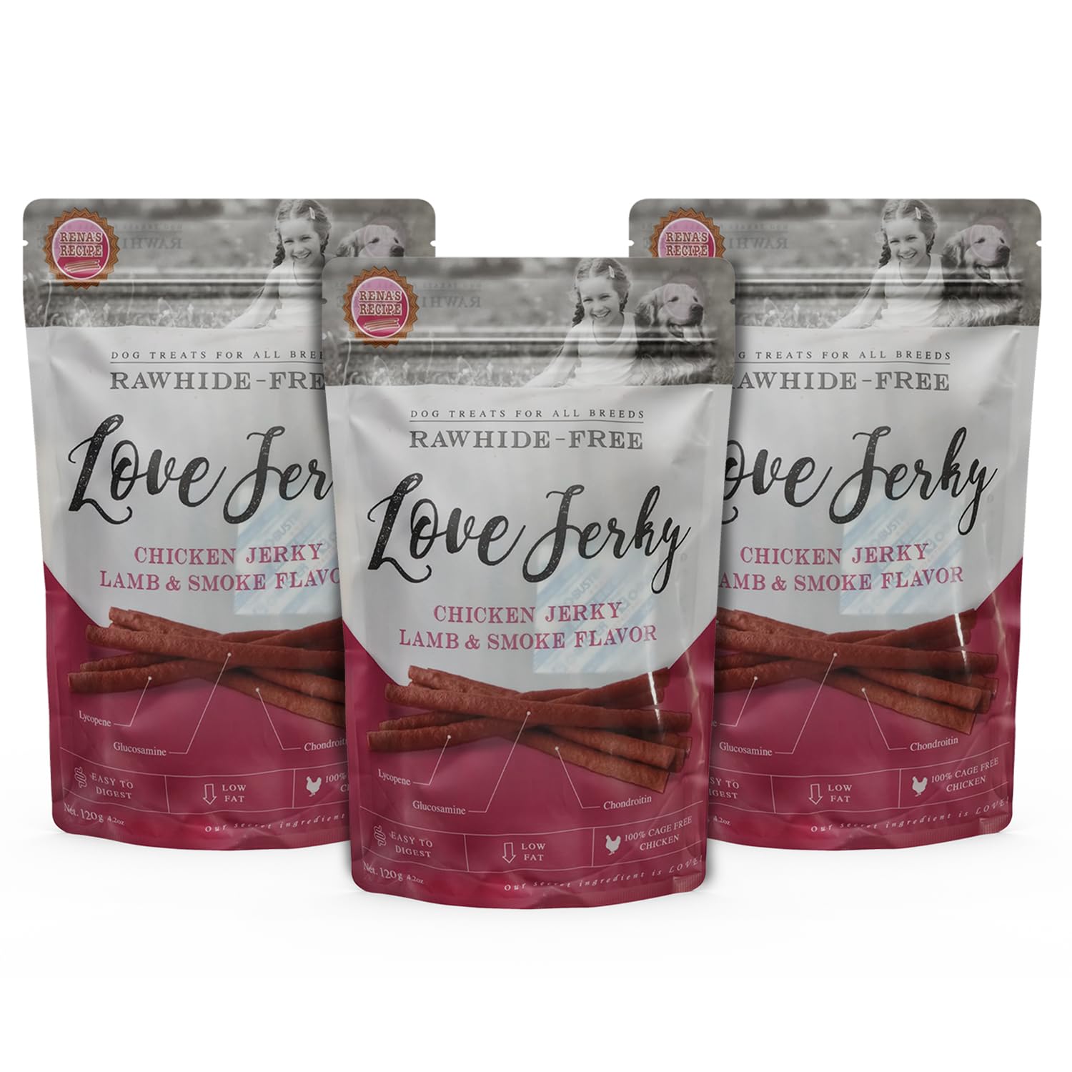 Renas Love Jerky Lamb and Smoked Flavor Dog Treats. Specially Crafted for Dogs of All Breeds, Each Pack Contains Three 360g Pouches, ensuring Plenty of Delicious Snacks for Your Canine Companion. (B09ZHWB18V) Amazon Price History, Amazon Price Tracker