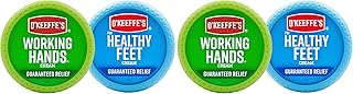 O'Keeffe's Working Hands Hand Cream (3.4 oz Jar) and Healthy Feet Foot Cream (3.2 oz Jar) - Repairing Skincare for Extremely Dry,Cracked Hands and Feet,Travel Size,(Pack of 4)
