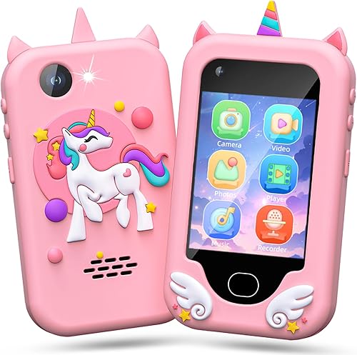 Miniatura 9 de Lapare Juguete de teléfono inteligente para niños para niñas, pantalla táctil de 2.8 pulgadas con doble cámara, juego, reproductor de música,