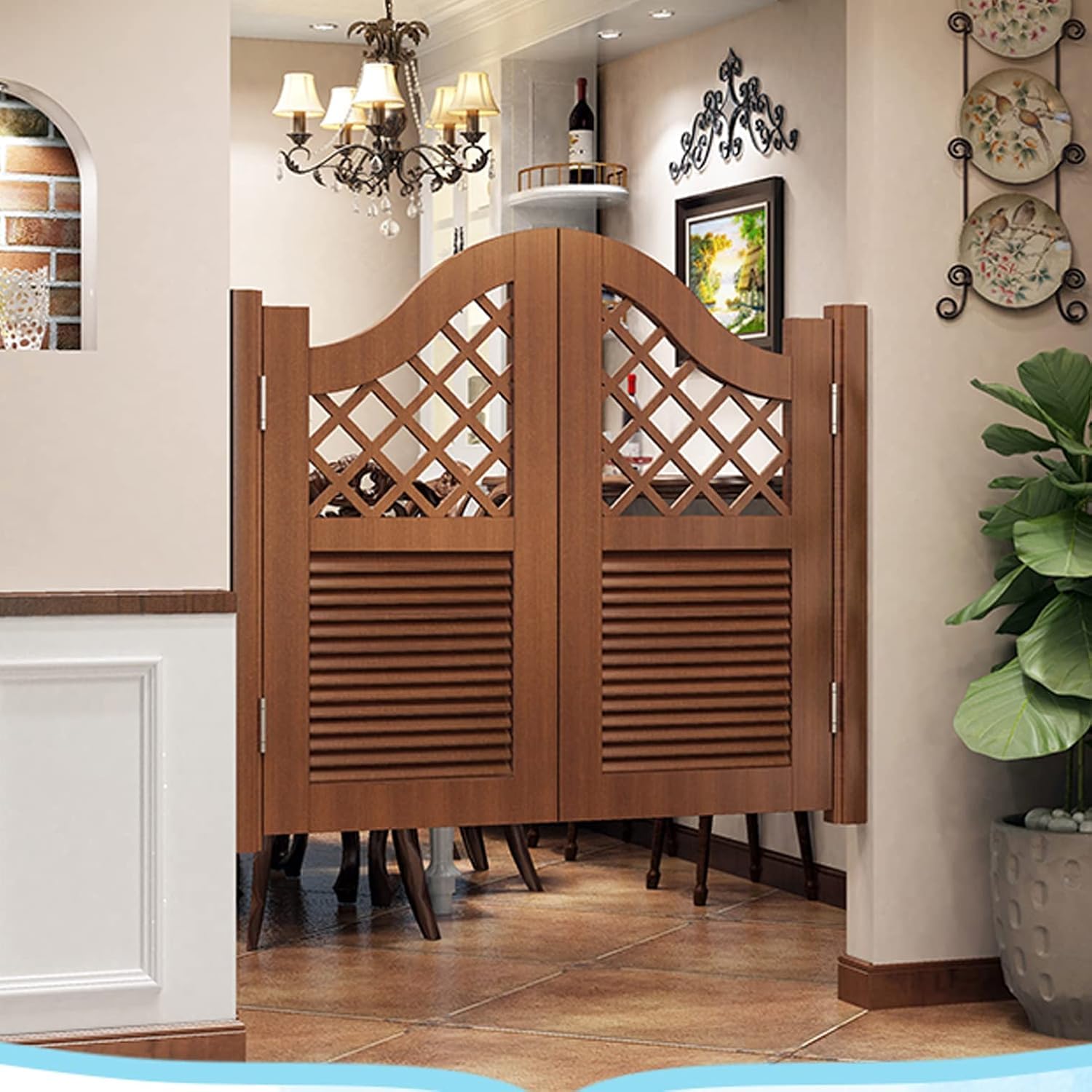 Porte Interne a persiana per caffè con Pannelli in Legno massello, Porte a Battente a Doppia Azione in Stile Saloon per Cucina, Balcone, Bar e Altro Ancora. (W32xH30in)