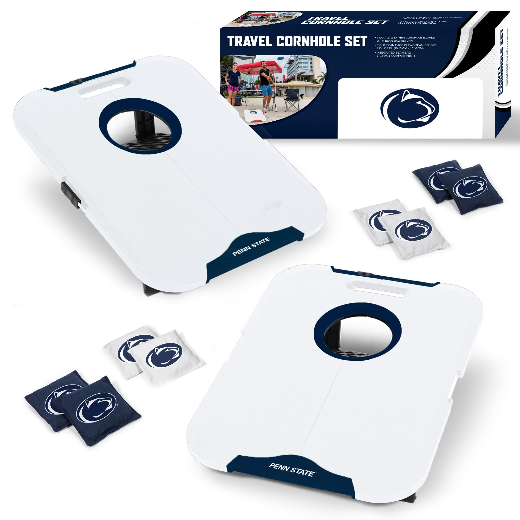 Wild Sports NCAA Pro Football All-Weather Cornhole Set - Travel Bean Bag Toss Set Includes 8 Bean Bags