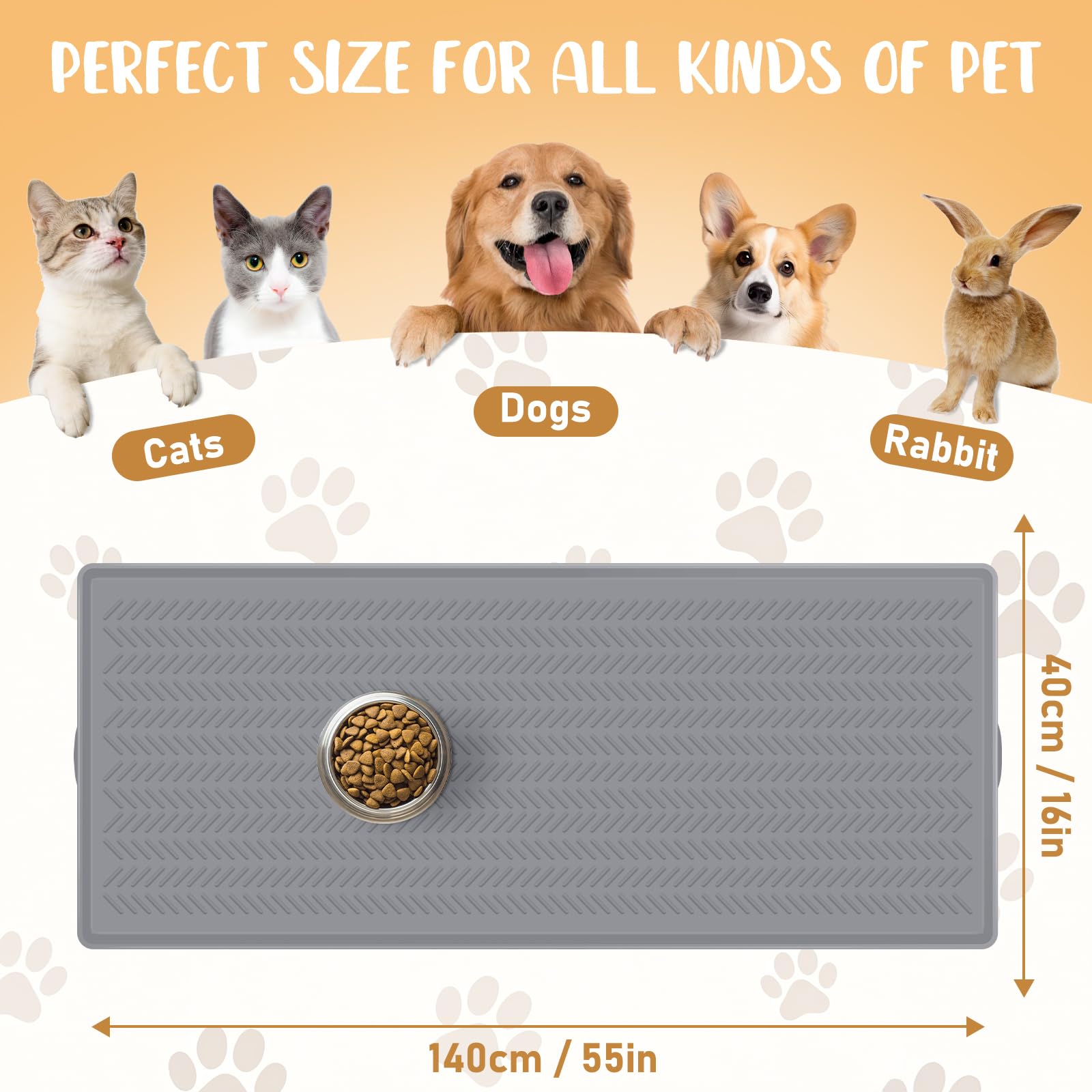 Kalolary Tapis d'alimentation en silicone pour chien - Imperméable - 140 x