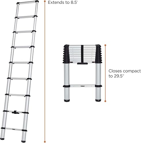 Miniatura 3 de Thule Escalera para furgoneta, 9 escalones, extensión de 8.5 pies, escalera telescópica para furgoneta, sistema de cierre fácil, cumple con EN:131